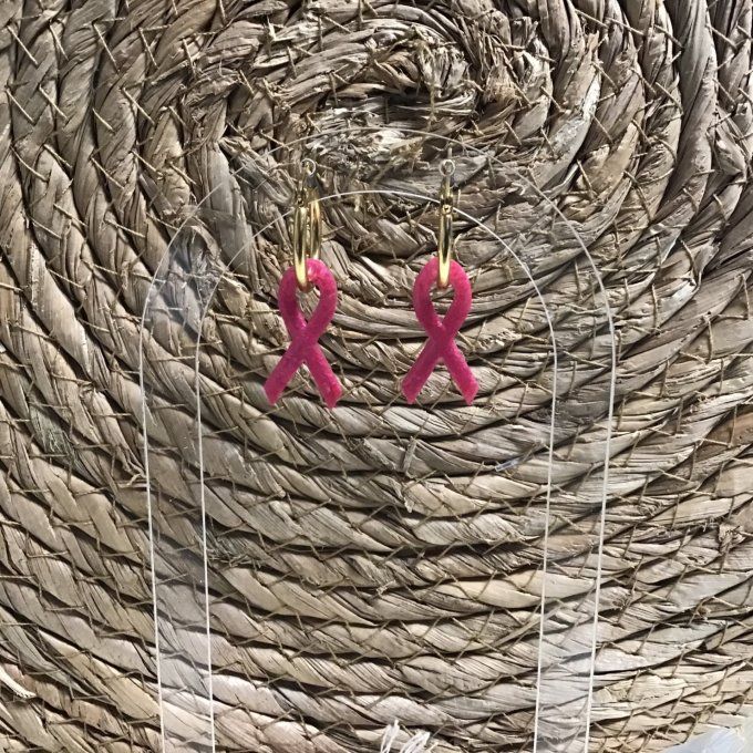 Créoles et Pampilles "OCTOBRE ROSE" rose foncé