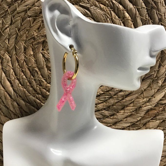 Créoles et Pampilles "OCTOBRE ROSE " rose clair pailleté