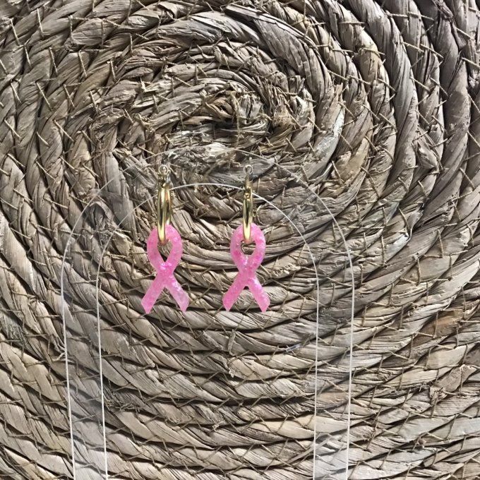 Créoles et Pampilles "OCTOBRE ROSE " rose clair pailleté